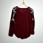 Lucky Brand  Maroon Embroidered Peasant Top Photo 4