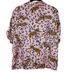 Anthropologie NEW Silky Pajama Top L Pink Animal Print Photo 5