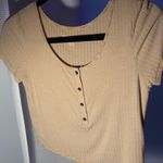 Aerie Cropped Yellow Stripped Top Photo 0