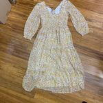 Sincerely Jules Floral Maxi Dress Size Small Long Sleeve‎ Tiered Smocked Back Yellow Photo 4