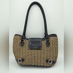 Brighton  Black Embossed Leather And‎ Woven Straw Purse Multi-Pocket Photo 1