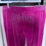 Juicy Couture Velour Fuchsia Pink Rhinestone Logo Pants SZ L Wide Leg Sweatpants Photo 17