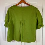 East 5th East‎ 5th Green Linen Blend Peplum Blouse XL Button Front Short Sleeve Cottage Photo 1