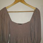 Kourt Portia Smocked Babydoll Mini Dress-Medium-Flax Blend-Puff Sleeve-Pockets Photo 2