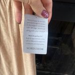 WAYF  Nordstrom elastic waist tan sleeveless dress padded shoulders side slits Photo 2