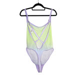 Aerie Smoothez by  Sleeveless Sheer Mesh Bodysuit Size Large Violet Flurry Ombre Photo 7