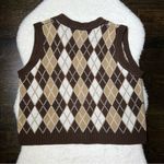 Oil Rice Brown Argyle Button Front Sweater Vest Size L Photo 5