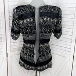 Laurence Kazar Lawrence Kazar Silk Beaded Evening Top Blouse Black Silver Medium Photo 6