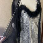 Cinema Etoile black white feather cheetah slip robe nightgown lingerie medium Photo 3