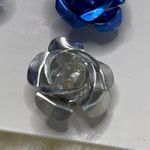 4 Large Metallic Rose Metal Stud Earrings Flawed Gold Photo 4