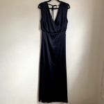 NWT Dessy Collection Charmeuse Cap Sleeve Gown Dress in Midnight Blue Size 8 Photo 3