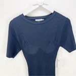 Good American  Plaited Ribbed Mini Dress Navy Size 2 Medium NWT Photo 3