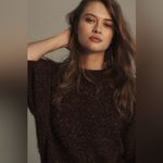 Anthropologie NWT | Violetta Short Sleeved Tinsel Sweater in Chocolate XXS Photo 2