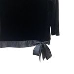 Willi Smith  black velvet feel side bow small long sleeve bouse Photo 2