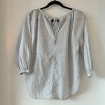 Everlane The Ruched Air Blouse in White Multi Stripe Size 2 LIKE NEW Photo 7