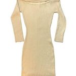 NWT Gilli Ribbed Off The Shoulder Sweater Dress Tan Photo 0