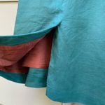 Vintage 80s Dress Linen Dress Green Pencil Skirt Floral Short Sleeves Button Photo 9