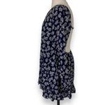 Floral bell sleeve tunic top women's medium blue open back ruffle hem by Phanuel Photo 3