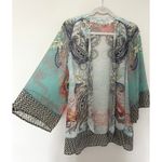 Soft Surroundings  Muse Green Multicolor Sequin Lightweight Flowy Kimono Layer XS Photo 6