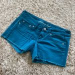 American Eagle Y2K AEO Bright Blue Denim Midi Shorts Photo 1