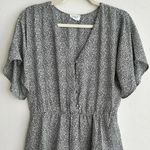 Sienna Sky  Dalmatian Print Black and White Button Down Peplum Blouse, Size Med Photo 0