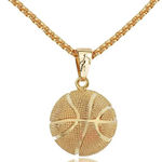 Gold Basketball Necklace, Mens Ball Pendant , NBA Hoops, Jordan, Lebron, Curry Photo 0