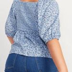Old Navy Floral Puff-Sleeve Smocked Button Down Blouse Size S Photo 1