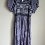 Baltic Born NEW Newcastle Blue Embroidered Puff Sleeve Smocked Midi Dress Large Photo 1