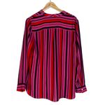 Rachel Zoe Pink Red Black Striped V Neck Faux Wrap Long Sleeve Blouse Top M Photo 3