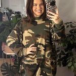 Vintage Camo Oversized Long Sleeve Waffle Knit Sweater Multi Brown Size L Photo 0