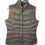 Eddie Bauer  Down Puffer Vest Goose Down Full Zip Brown Fur Lined Small Photo 0