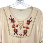 Oddy Embroidered Cream Boho Peasant Top Photo 2