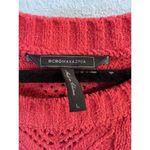 BCBGMAXAZRIA BCBG MAXAZRI Bright Red Pointelle Knit Chenille Pullover Sweater‎ Size Large Photo 2
