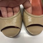 Cole Haan  Open Toe Wedge Patent Leather Shoes | 8B Tan Neutral Peep Toe Photo 8