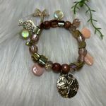 Sand dollar shore beaded stretchy bracelet Brown Photo 1