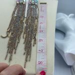 NEW Encour 8” AB rainbow fringe earrings. Special event glam. Silver Photo 6