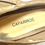 Caparros 00s Vintage Tan Brown Leather Sequin Peep Toe Heels Photo 5