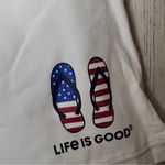 Life is Good  White Summer Style Drawstring American Flag Sandals Graphic Sz L Photo 8