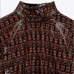 ZARA  SEQUINNED TOP Blouse High Neck & Long Sleeves w/ Slit Size XS NEW Photo 10