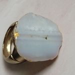 Vintage Agate Gold Tone Copper Adjustable Ring 6 Photo 6