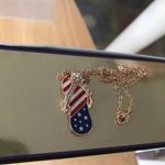 Patriotic Flip Flop Necklace 16" Chain Beach New Photo 2