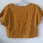 ZARA Oversized Lace Crop Twist Top V Neck Mustard Yellow Gold Sz S - EUC Photo 2