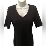 CAbi Claire Ponte Knit Sheath Dress Sz. 6 Black Short Sleeve V Neck #3101 Photo 1