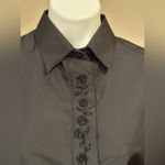 Buttons D.K. Gold Dommkenny Black Long Sleeves Collard Hidden  Floral Print Sz S Photo 2