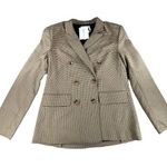 WAYF  Houndstooth Blazer Jacket Double-Breasted Womens Size S Brown & Tan Wool Bl Photo 0