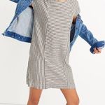 Madewell Stripe-Play Button-Back Tee Grey and White Dress Photo 0