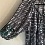 Cost Plus World Market BlK Grey White Buttoned Peplum 3/4 Sleeve Blouse Sz L/XL Size L Photo 6