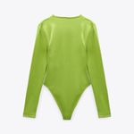 ZARA NWT  V NECK LONG SLEEVE BLOGGERS FAV BODYSUIT GREEN MEDIUM Photo 7