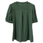 Blooming Jelly B Notched Split Neck Pleated Front Puff Short Sleeve Green Tee Top Shirt Medium Photo 10