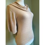 XOXO Metallic Cowl Neck Short Sleeve Shirt Top Y2K fairy boho tan shimmer M Photo 2